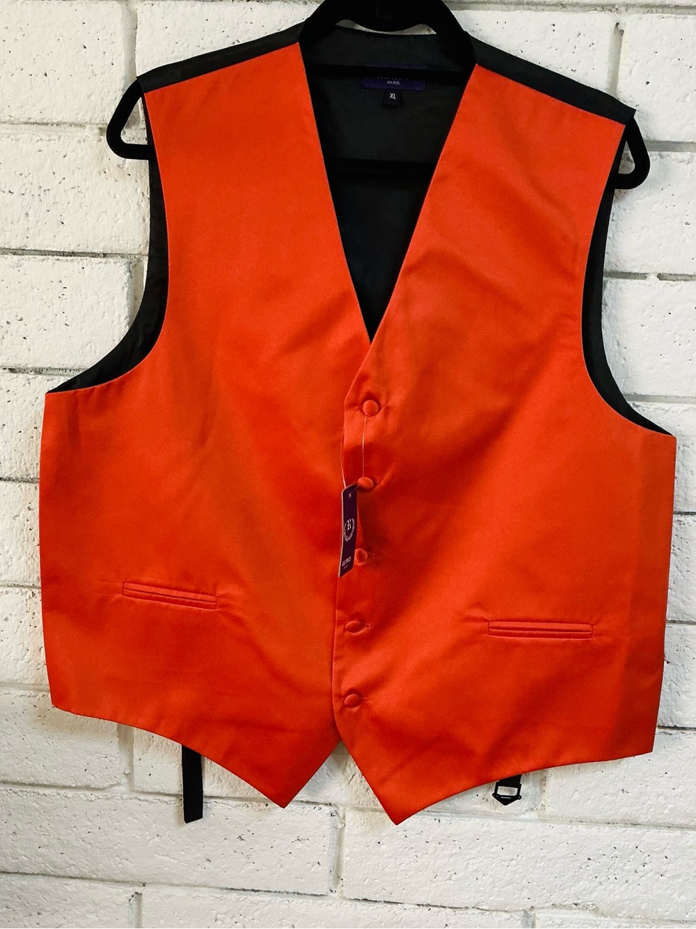 Retro Paris Orange Satin Vest NEW NWT Men’s XL